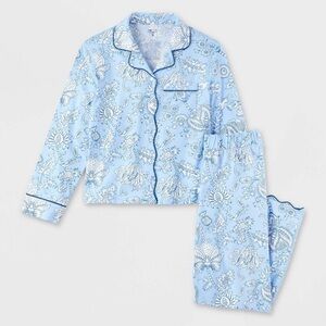 Roller Rabbit x Target - Floral Vines Long Sleeves + Pants Pajama Set Blue - XS